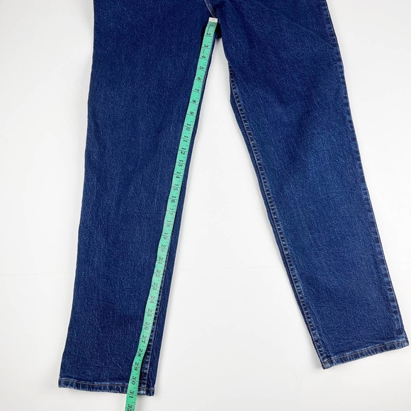 CHIC Women's Blue High Rise Medium Wash Denim Mom Straight Leg Jeans - Picture 12 of 14